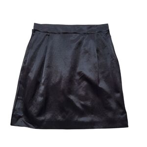 Chloe Skirt Knee Length Black Satin Wool Blend Back Pockets Women's Size 40/ US8